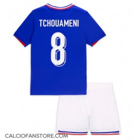 Maglia Calcio Francia Aurelien Tchouameni #8 Prima Divisa Bambino Europei 2024 Manica Corta (+ pantaloncini)